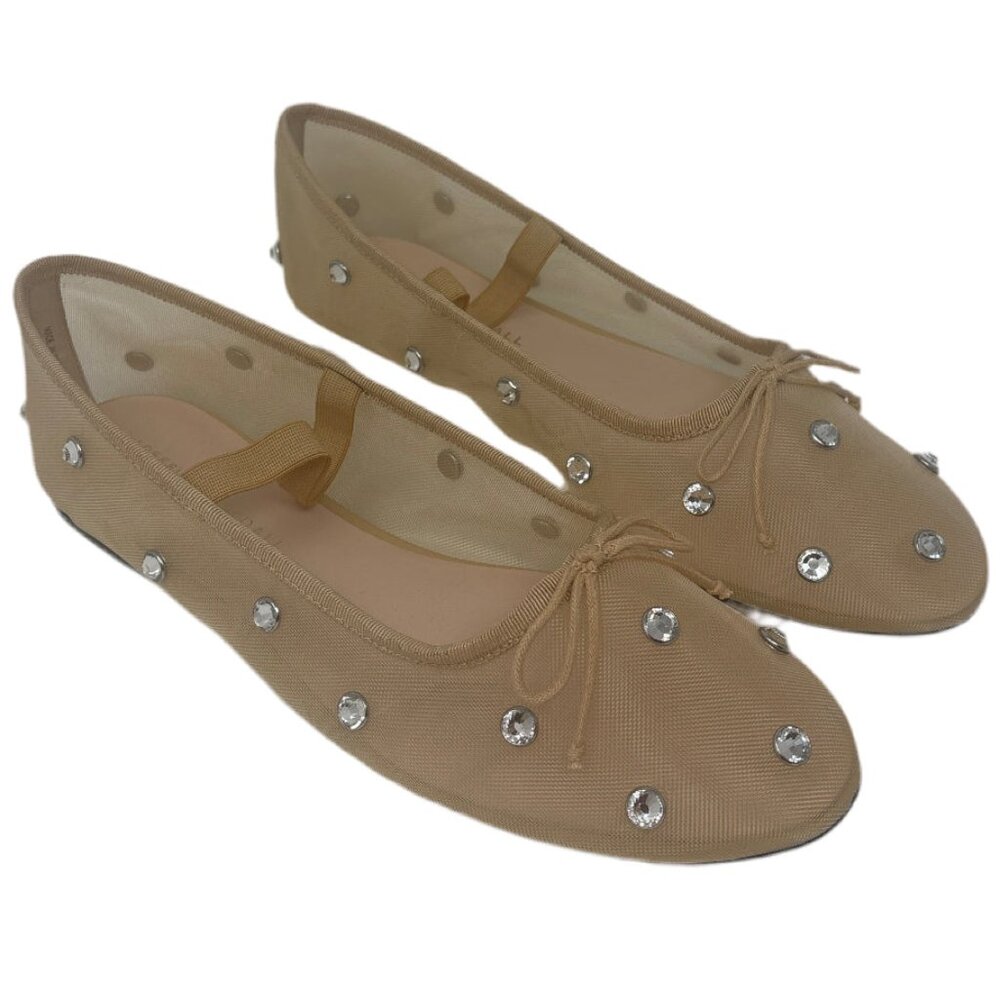 Loeffler Randall Leonie crystal embellished mesh ballet flats Sz-8 1/2